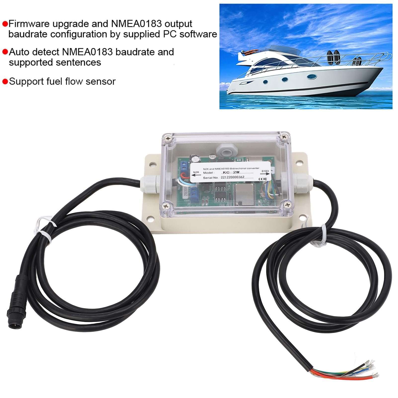 Modulo di Convertitore Bidirezionale NMEA 0183 a NMEA 2000 IPX67 WATTERFROUT DC 9-30V | Plug and Play Auto Baudrate Detection Conversione di Dati Efficiente