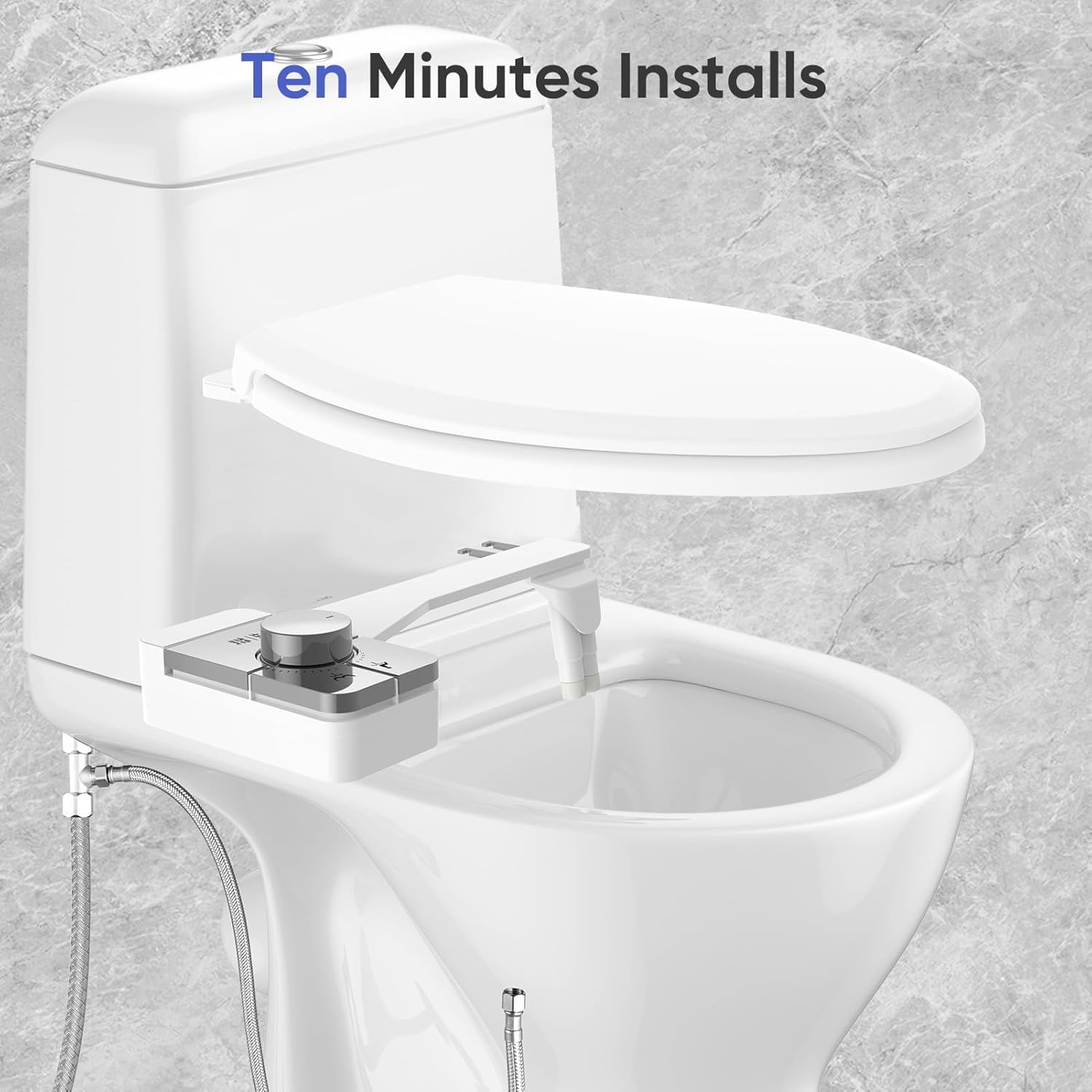 Upgrade Non-Electric Bidet Toilet Seat, Fits Elongated Toilets, Self-Cleaning, Bidet Attachment for Rear & Feminine Wash, Ambient Water Temperature - Bidet with Easy Installation