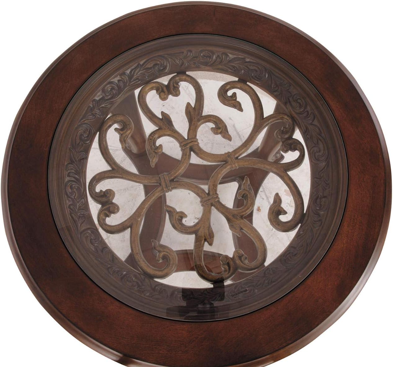 Signature Design by Ashley Norcastle Traditional Round End Table, Dark Brown: Furniture & Decor