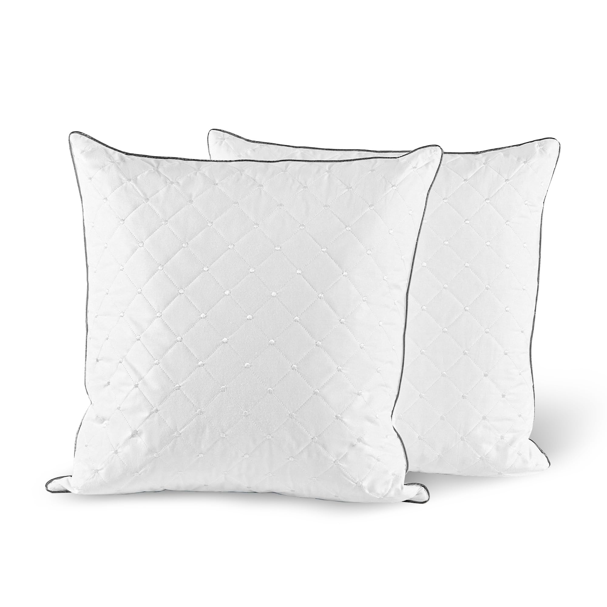 Deodar Lot de 2 Oreillers en Plumes et Duvet d'oie 60 x 60 cm | Housse 100 % coton, lavables en machine, certifiés Öko-Tex et RDS, pour un confort doux et un sommeil agréable