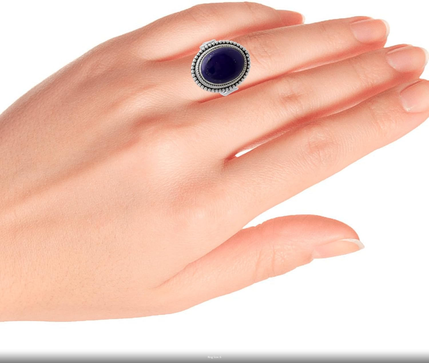 NOVICA Artisan Handmade Lapis Lazuli Cocktail Ring .925 Sterling Silver with from India Blue Single Stone Snorkel Riverside Birthstone 'Royal Blue Glow' - Image 4