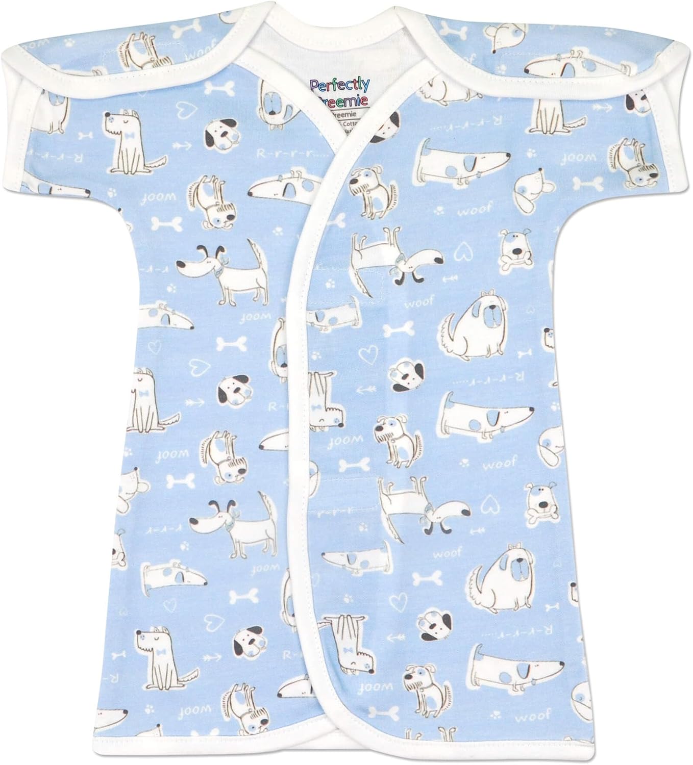 Open-Shoulder Short-Sleeve Cotton NICU Gown - Teeny (2-4lbs)