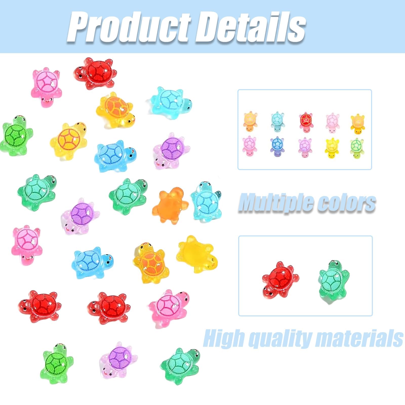 101 PCS Mini Resin Turtles Mini Resin Animals Miniature Resins Tiny Turtles Glow In The Dark Resin Animals Mixed With Turtle Storage Box for Fairy Garden Landscape Home Deco Decoration Creative Design - Image 3