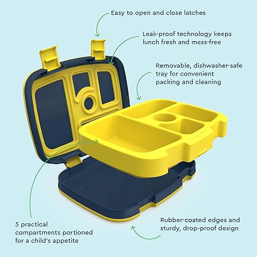 Miniatura 5 de Bentgo Kids Prints - Lonchera infantil a prueba de fugas, 5 compartimentos, estilo Bento, tamaños de porciones ideales para edades de 3 a 7 años,