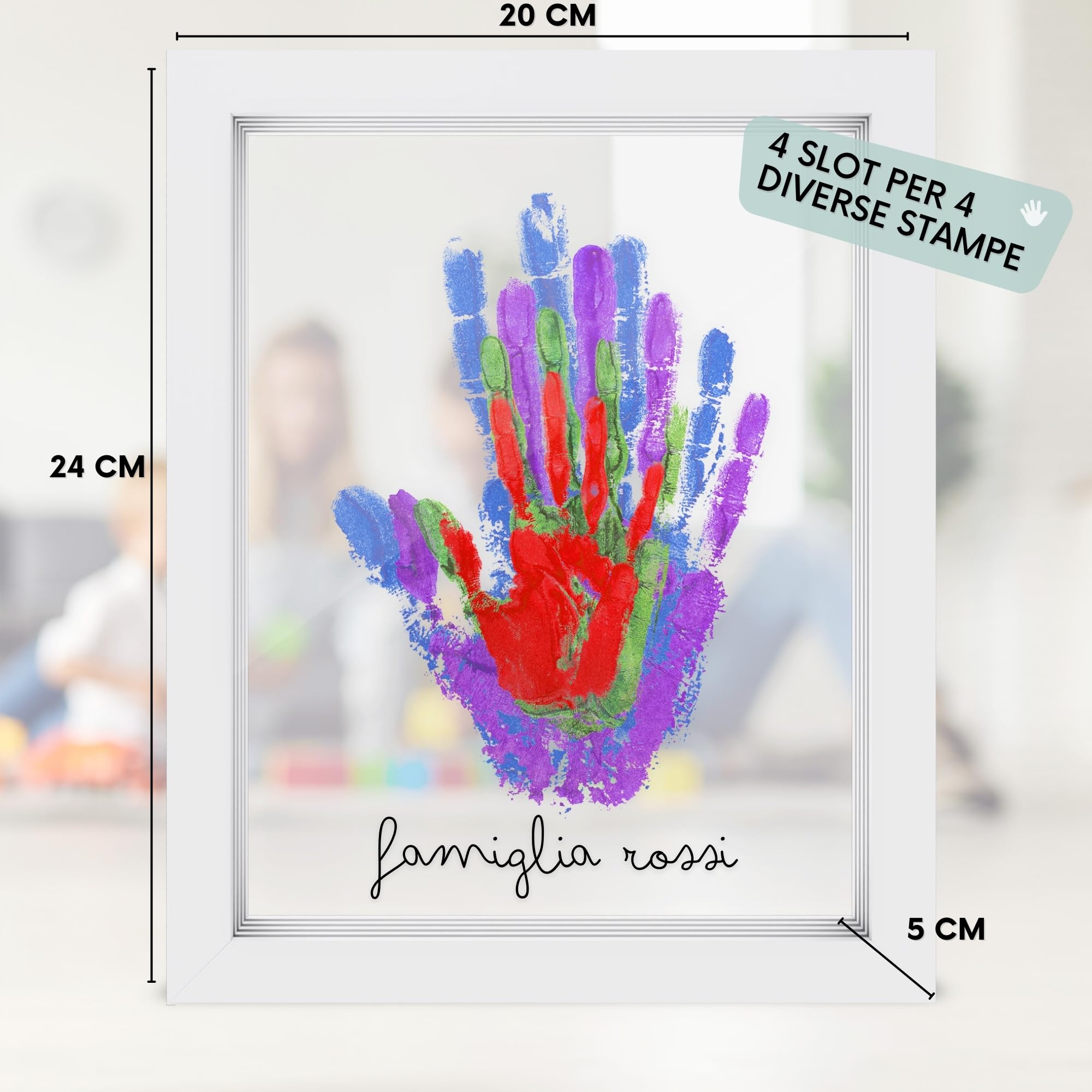 Kit Impronta Mani e Piedi Neonati, Cornice con Spazio per 4 Impronte, Set Regalo Neonato