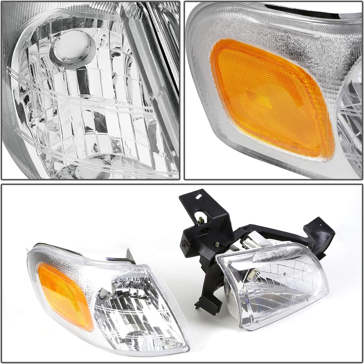 Auto Dynasty GM2503175 Factory Style Headlight Lamp Compatible with Venture Montana Silhouette 1997-2005, Passenger Right Side, Chrome Housing Amber Corner