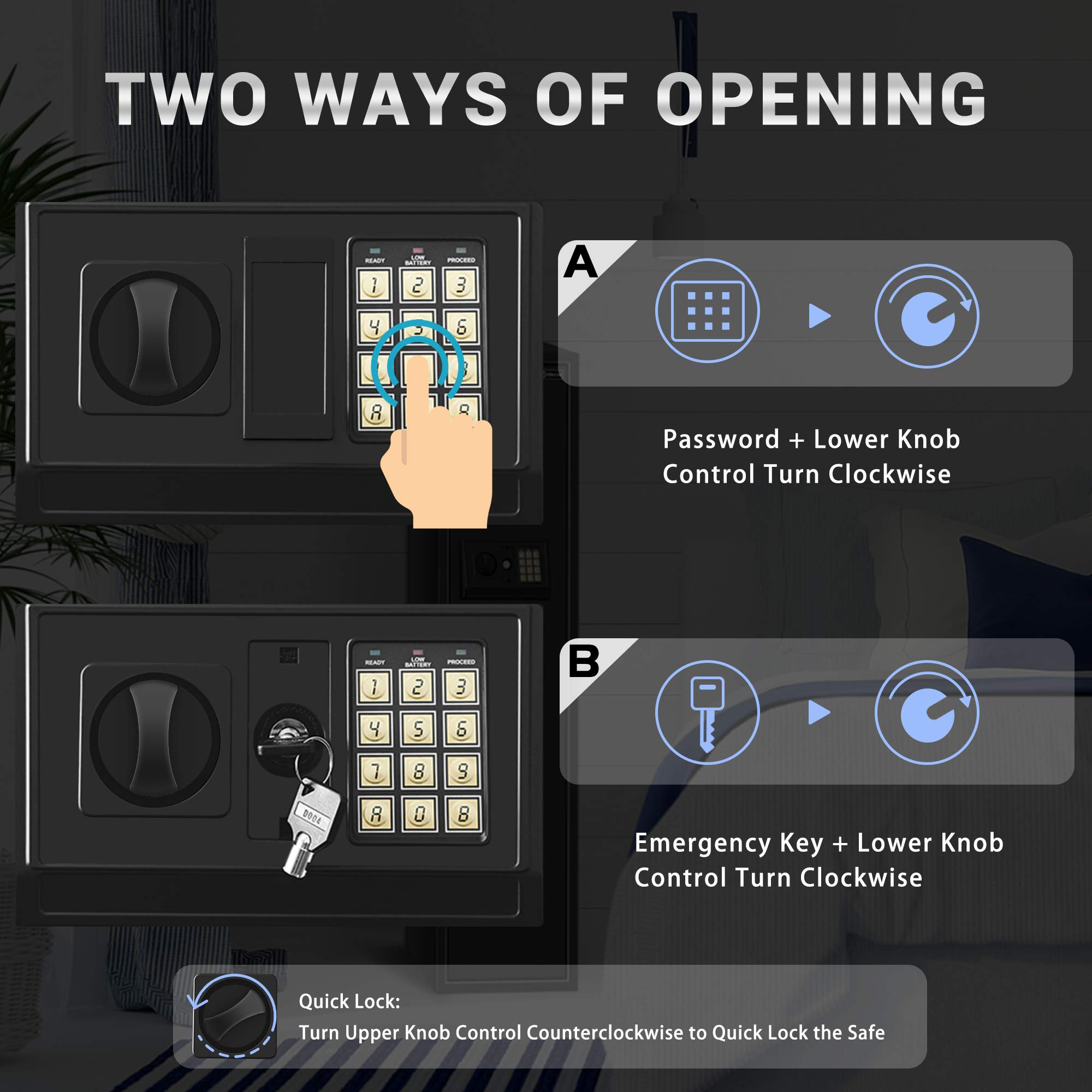 WINCENT Large Gun Safe, Rifle Safe Quick Access 5Gun Storage