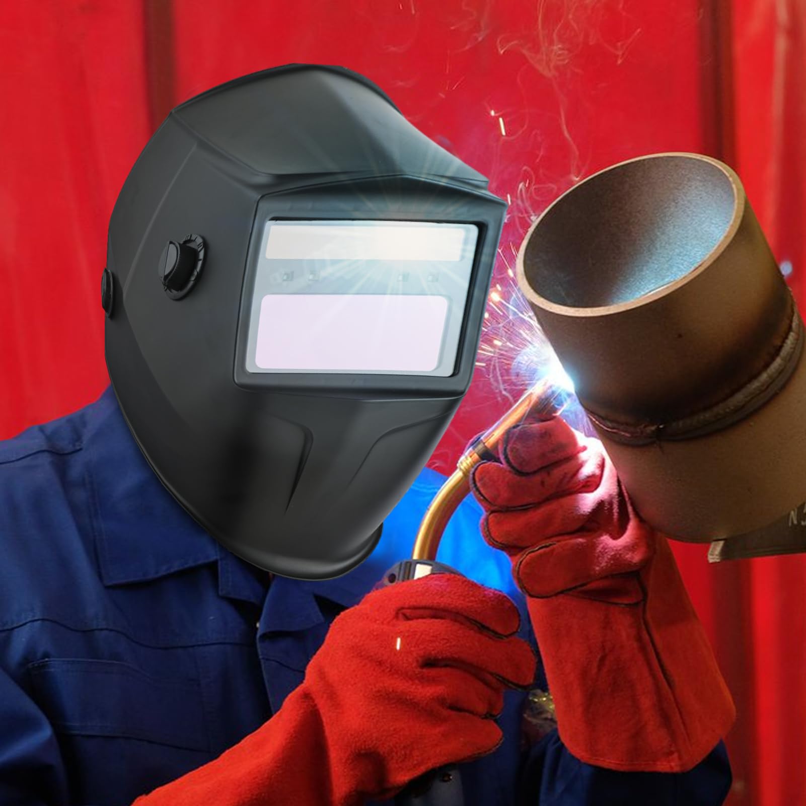 Casco De Soldadura con Oscurecimiento Automático Pantalla Protectora Facial | Capucha De Soldador Para Soldadura MIG, Esmerilado, Corte, Construcción, Automoción, Fabricación de Metal y