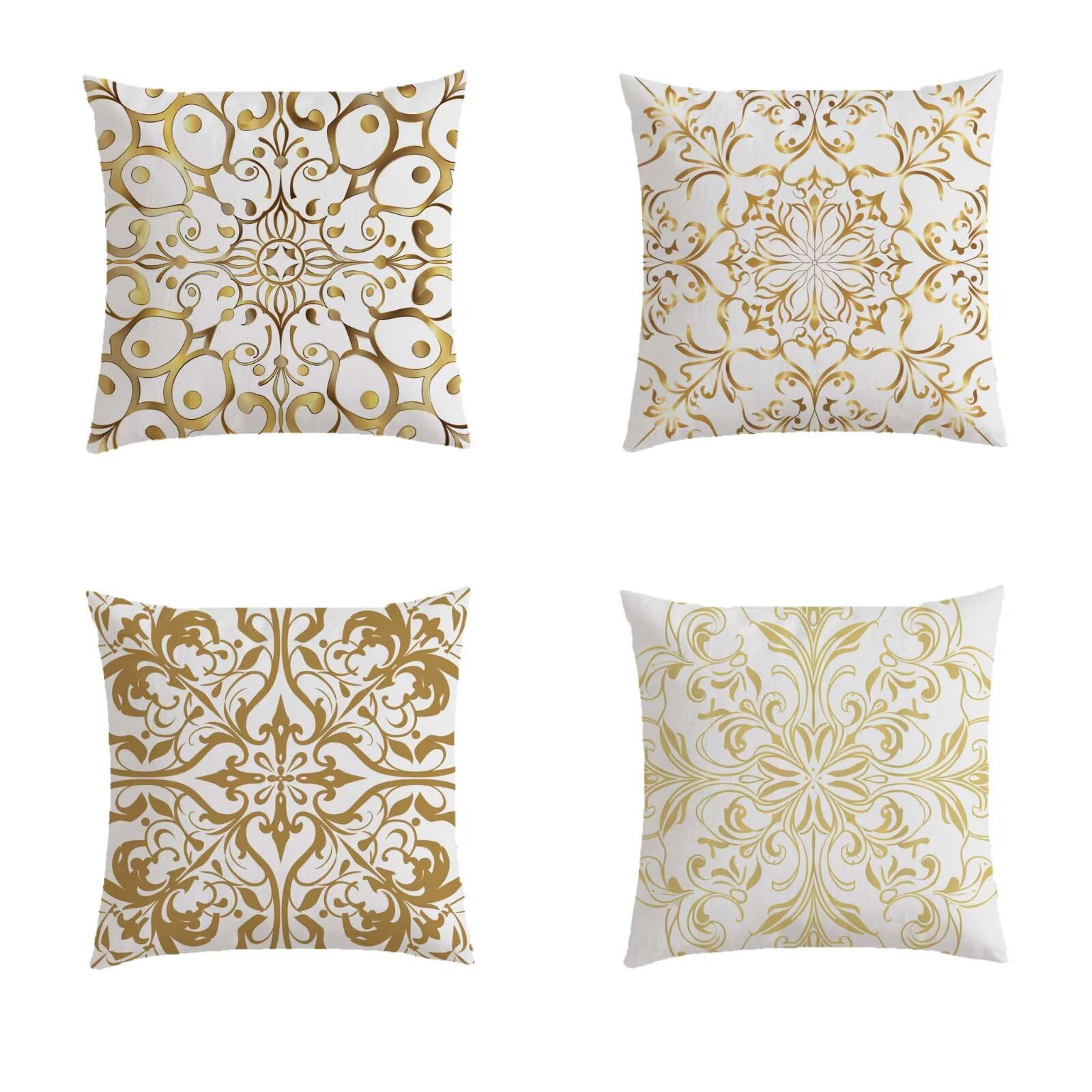 Housse coussin 70x70cm imperméable lot de 4 pour canapé extérieur effet lin