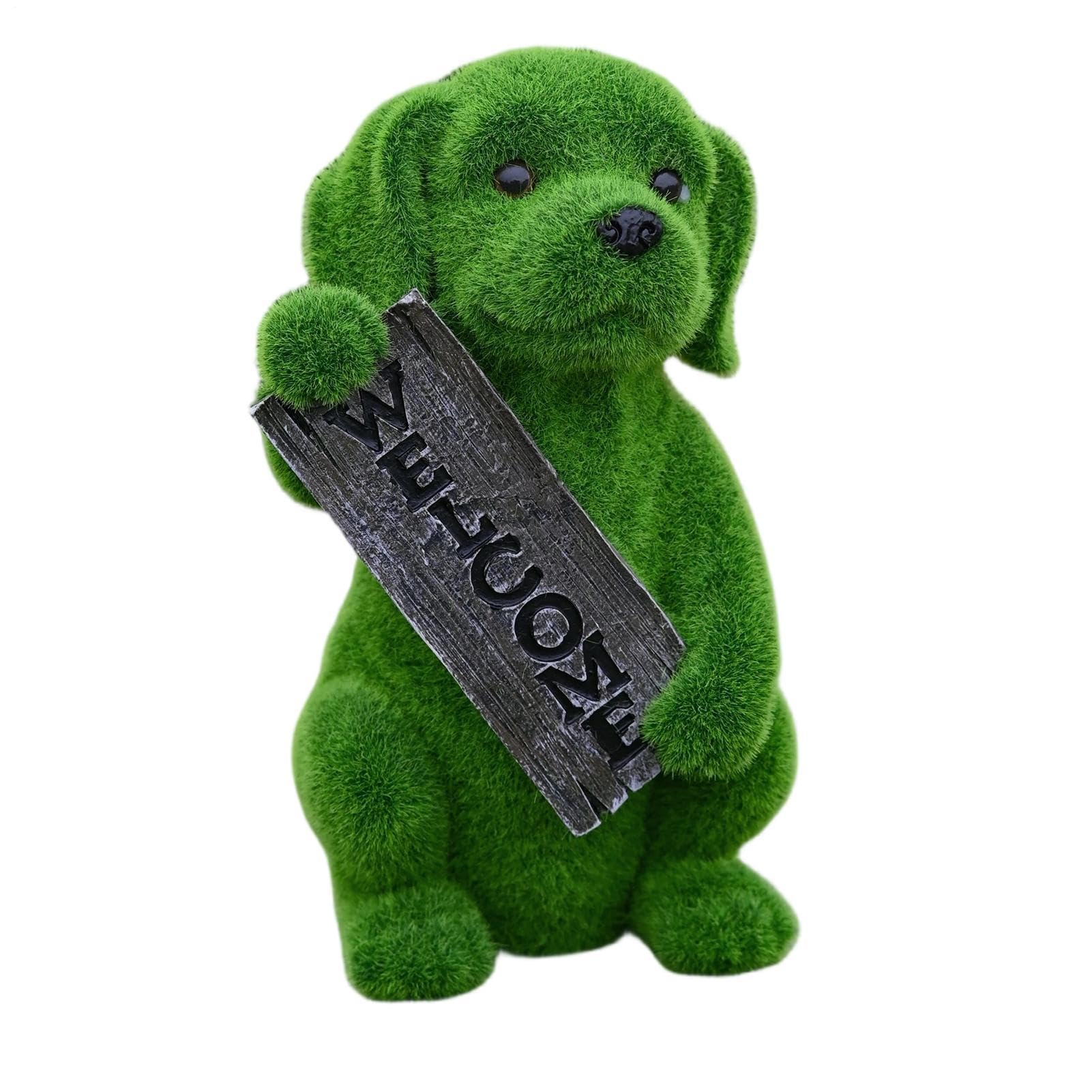 Sculpture chiot de jardin avec message bienvenue, le cadeau idéal pour un anniversaire ou une fête
