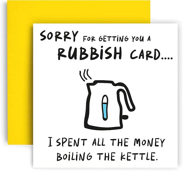 Huxters Funny Birthday Card  Spent all the Money Boiling the Kettle - Happy Birthday Card for him gifts from men - Friend Birthday Card  Gift card  Card for Dad Brother Uncle Son  14.8cm (Kettle)