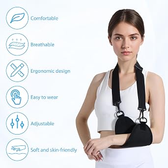 Adjustable Arm Sling with Black Storage Bag,Sling for Arm Support,Breathable,Perfect for Men,Women,Comfortable and Durable(Black