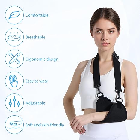 Adjustable Arm Sling with Black Storage Bag,Sling for Arm Support,Breathable,Perfect for Men,Women,Comfortable and Durable(Black