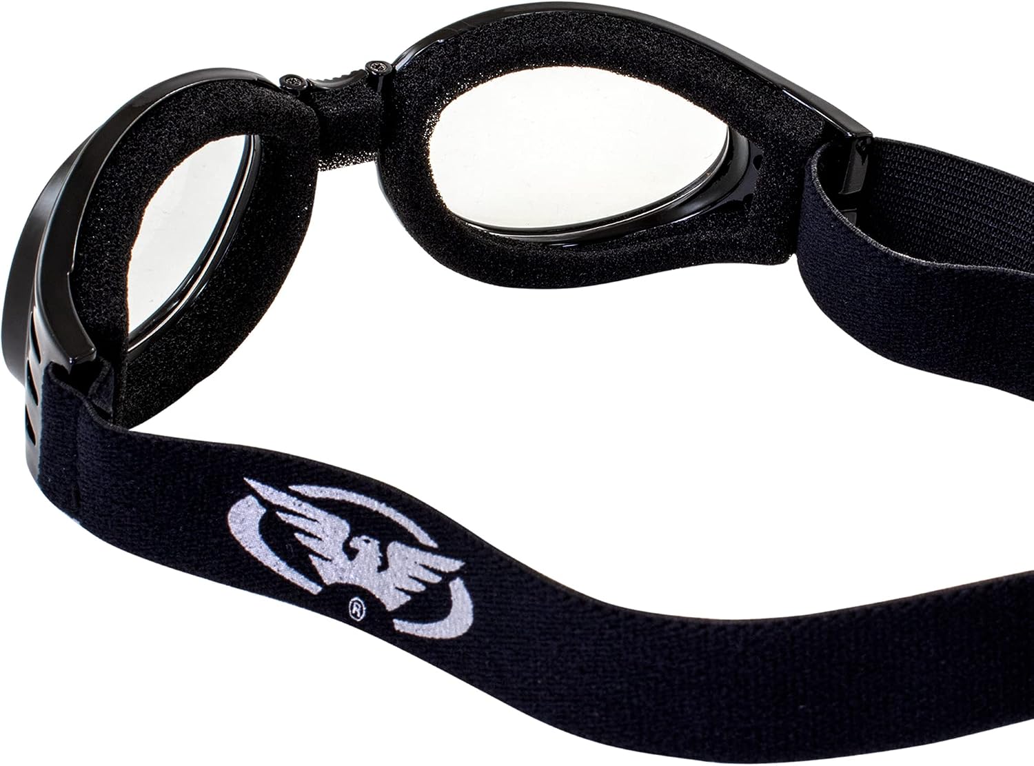 Global Vision Adventure Foldable & Padded Motorcycle Goggles Black Frame with Clear Lens