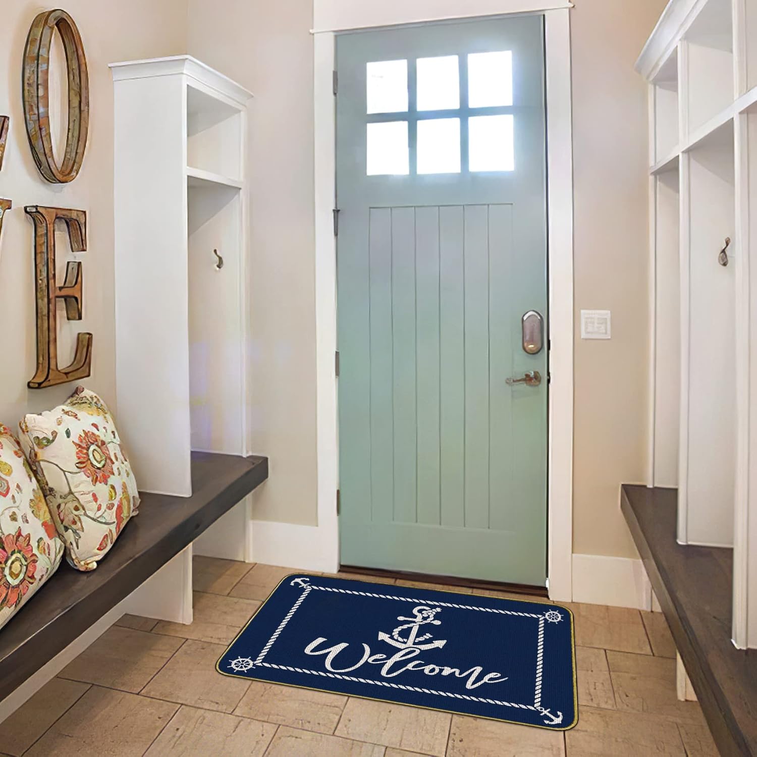 Mingnei Boat Floor Mat, Welcome Mats Outdoor, Nautical Welcome Boat Doormat Door Mat Rug for Home Boats Entrance, Boat Ship Floor Mats for Indoor Outdoor Rug 30 x 17 - Image 2