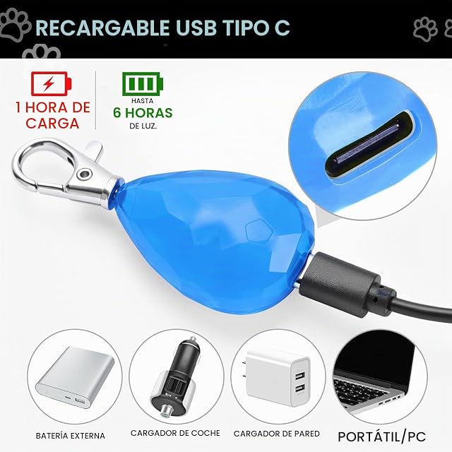 Foto 6 de 8 de Paquete de 2 luces de perro con USB recargable, collar de perro