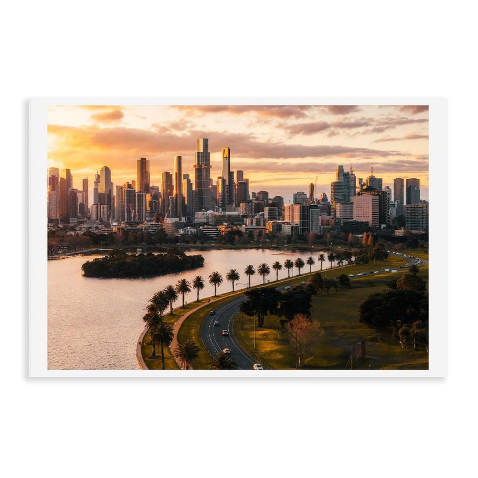 HEYANM Melbourne Sunset Print Albert Park Cityscape Australia Canvas Poster Bedroom Office Room Decor Gift Unframe 24x36inch