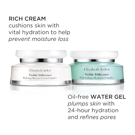 Elizabeth Arden Visible Difference Refining Moisture Cream Complex, Daily Face Moisturizer, Prevents Hydration Loss, Dermatologist and Clinically Tested, 2.5 Oz
