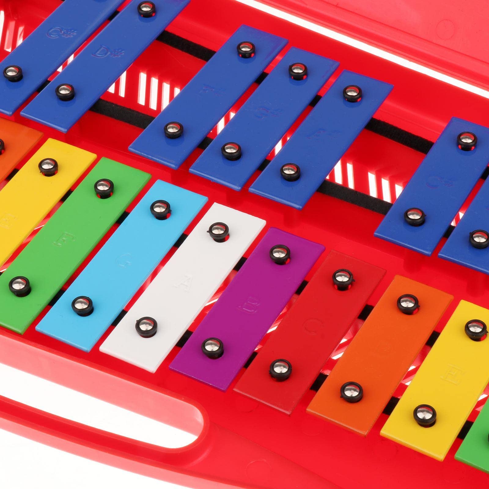 LOVIVER Xilófono de 25 Notas con Estuche para Principiantes Instrumentos de Percusión para Adultos en Edad Preescolar, Rojo