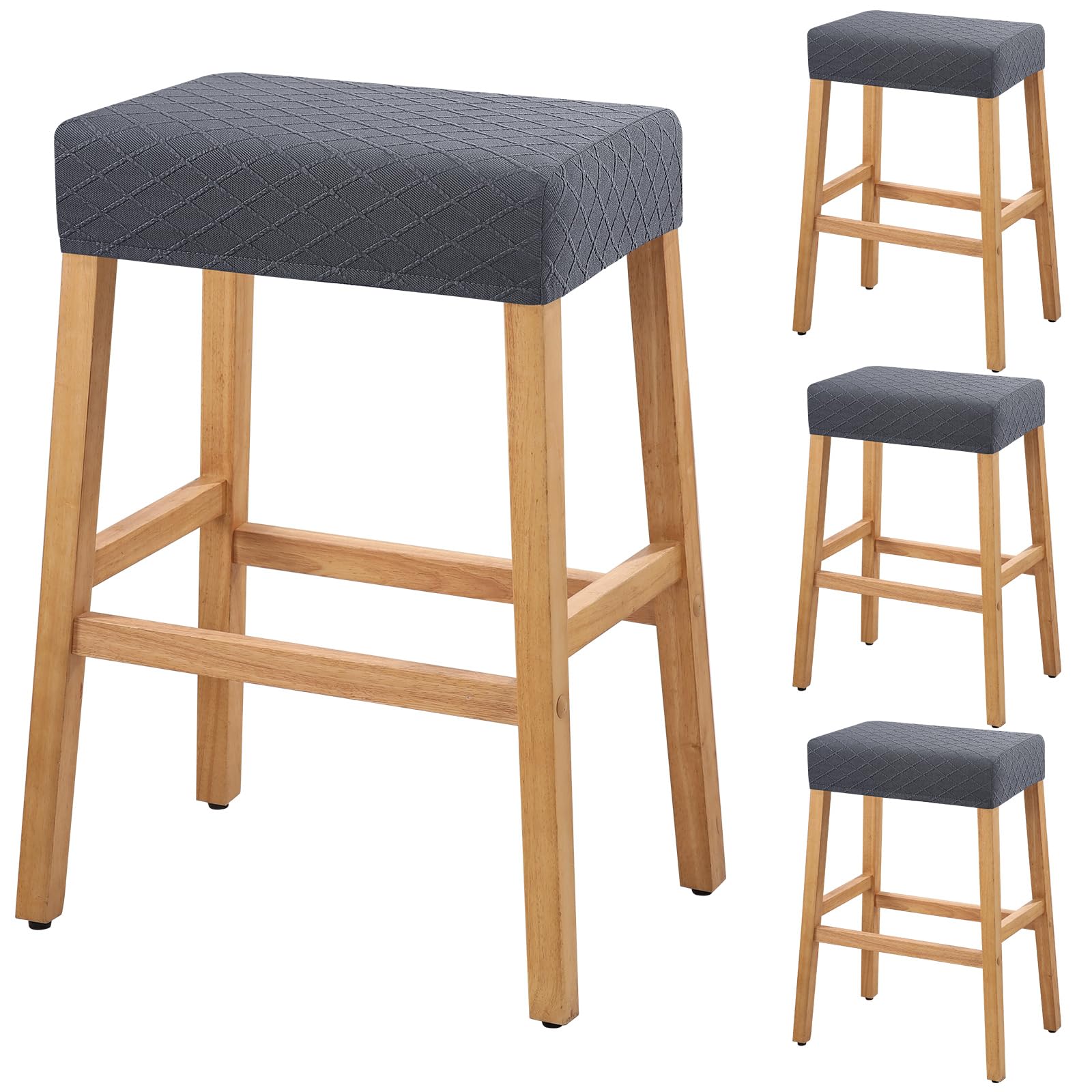 YISUN Stool Covers Rectangle - 4 Pack Stretch Waterproof Saddle Seat Cover Counter Bar Stools Bar Chairs Covers Kitchen Island Chairs Cushion Protector