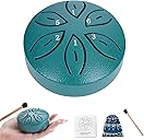 ZTJ Mini Rain Drum for Outside – 3-Inch 6-Note Steel Tongue Drum, Garden Chime Percussion Instrument with Mallets & Bag, Gift for Music Lovers(Dark Green)