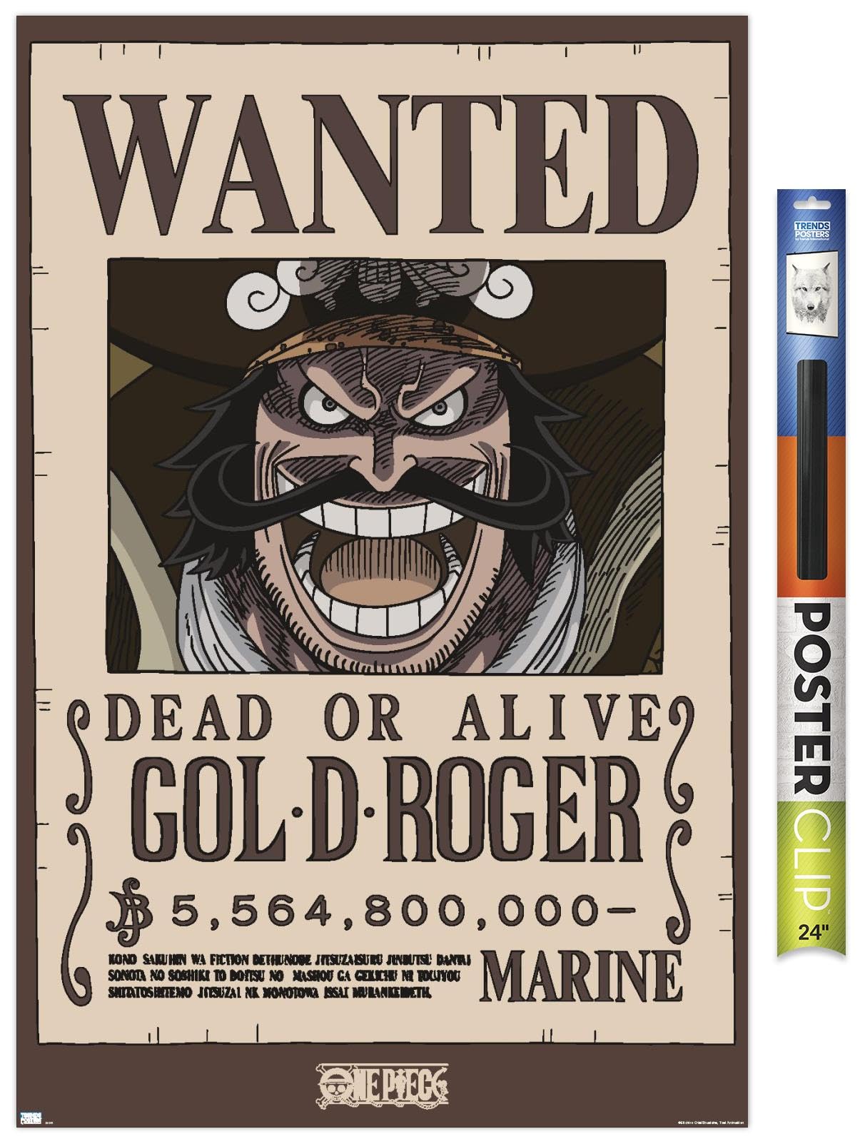 Amazon.com: One Piece - Gol D Roger Wanted Poster Wall Poster, 34L