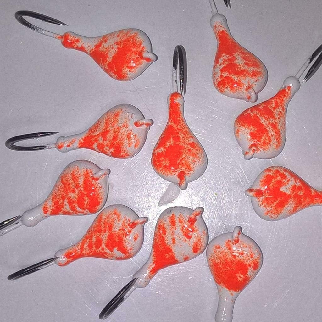 10 SPARKIE BLACKFISHWHITE Blaze Orange Jigs Heads Tautog TOG 3oz #110820
