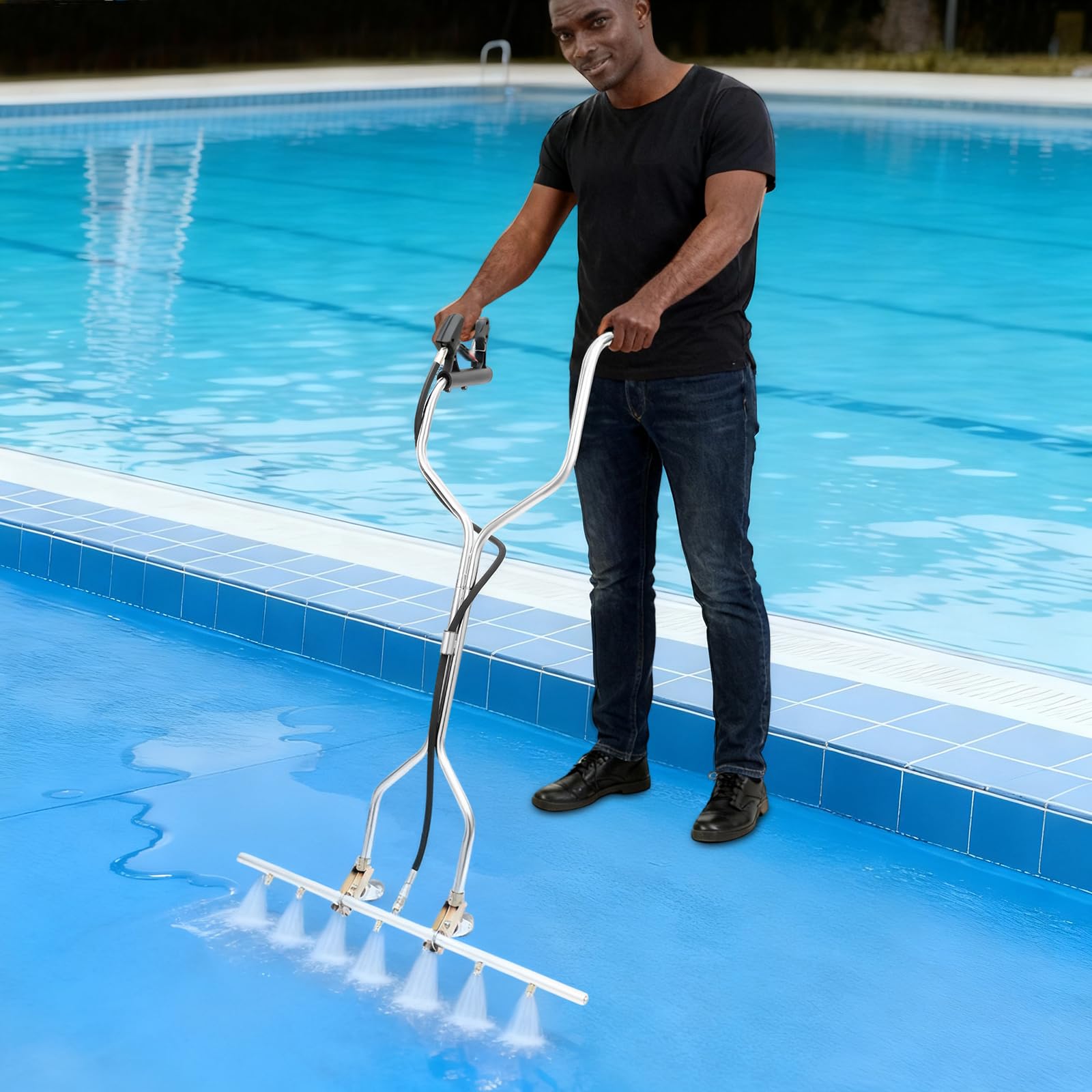 Limpiador de agua de alta presión, limpiador de suelo de coche con 7 boquillas y ruedas universales, limpiador de superficies de acero inoxidable para lavado de debajo del suelo del coche, accesorios