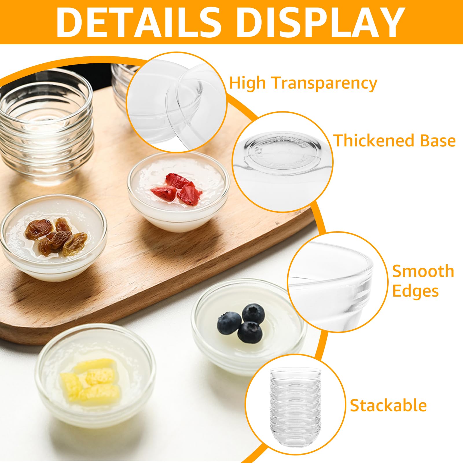 YAYODS 28 ciotole in vetro Ø 9 cm – Ciotole da dessert in vetro da 125 ml – Ciotola in vetro – Ciotole in vetro – Ciotola per insalata – Ciotole per snack, insalata, frutta
