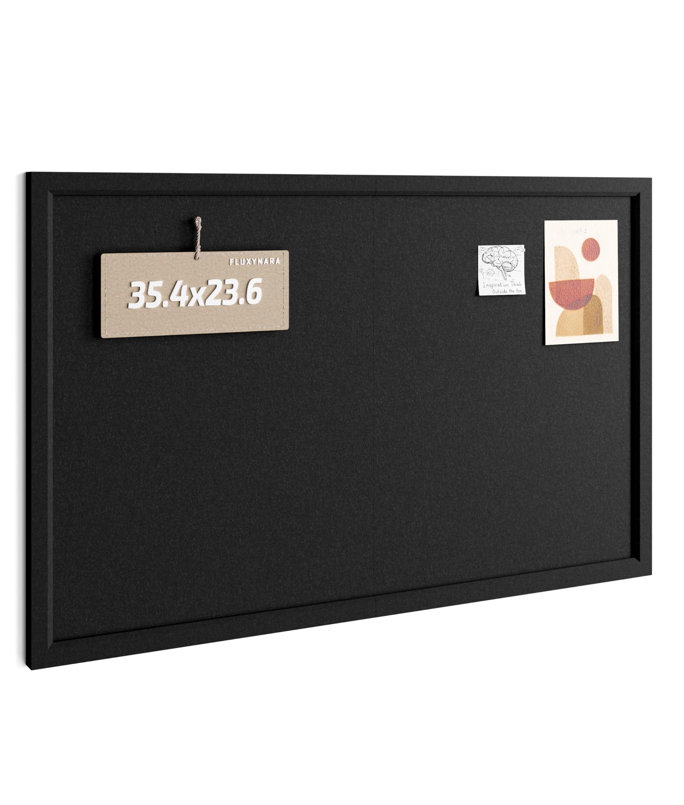 Fluxynara Foldable Cork Board Alternative, Felt Bulletin Board 90 x 60 cm Black Frame with 24 Adhesive Tabs, Pin Board for Home Office, Classroom, Entryway, Kitchen Wall Decor—Black — image 1