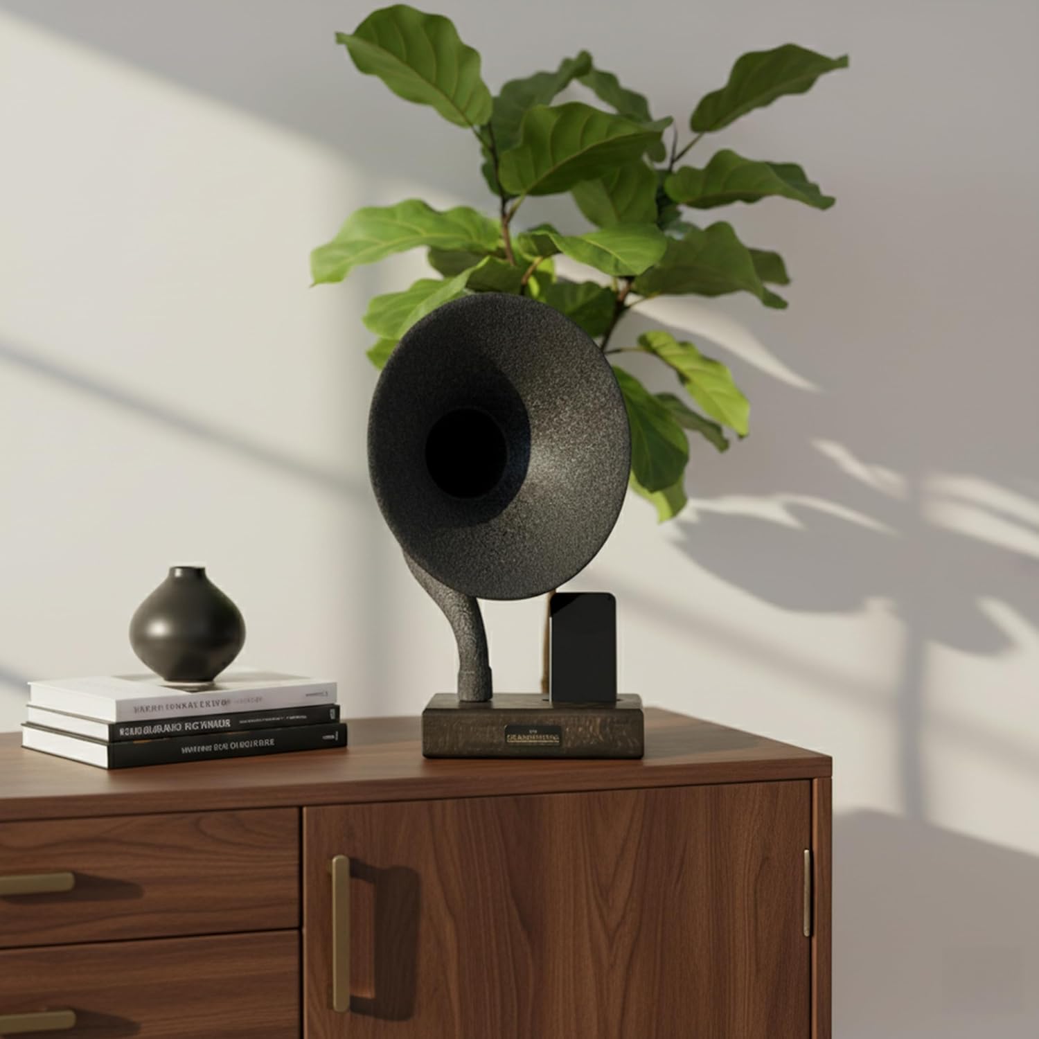 Gramophone Phone Speaker & Amplifier, Vintage Wooden Phone Dock for iPhone & Android, Passive Non-Electric Sound Booster, Unique Home Decor, Personalized Gift for Dad & Housewarming