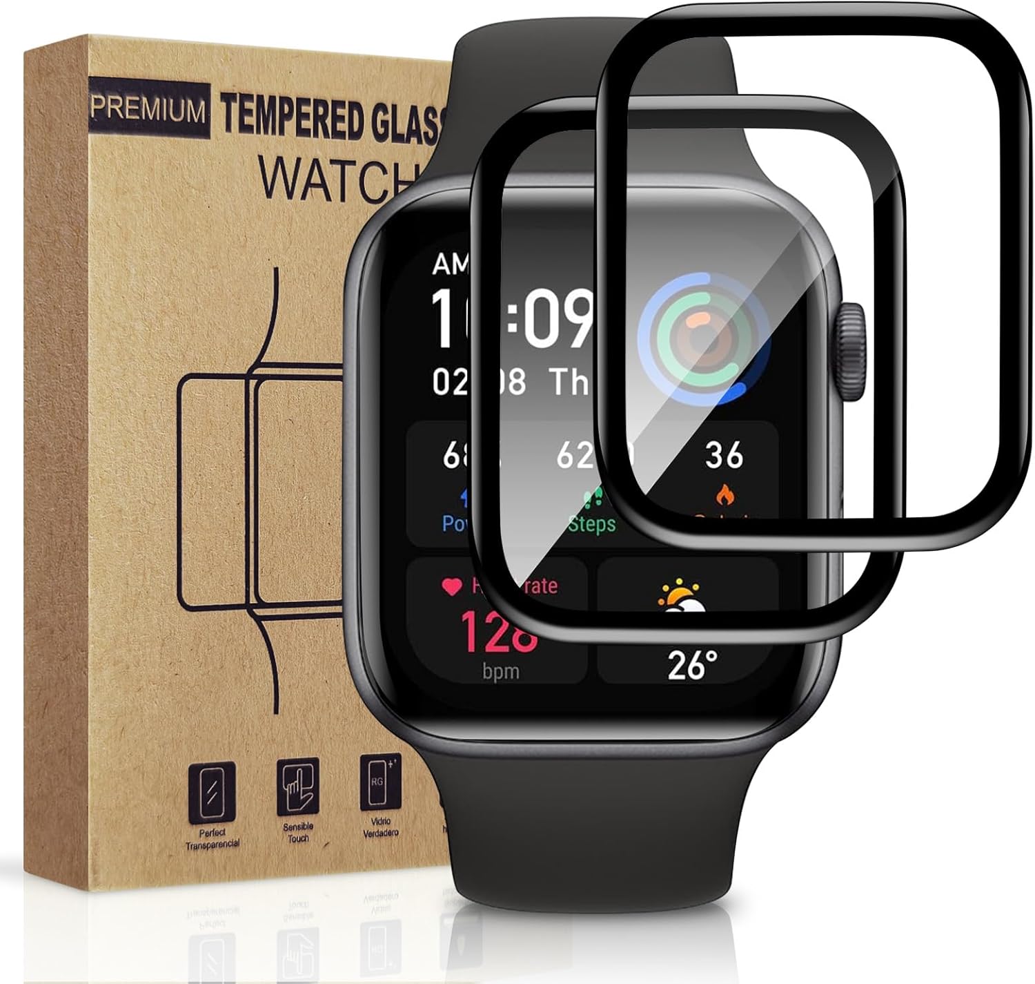 4 Stück für Panzerglas für Apple Watch Series se/6/5/4 44mm Schutzfolie, Weich TPU Schutzglas für Ap…