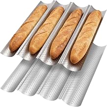 2PCS Baguette Baking Tray, Baguette Tray, Perforated French Bread Baking Pan, Non-Stick Grooves Bread Pan for Kitchen, 38x33CM