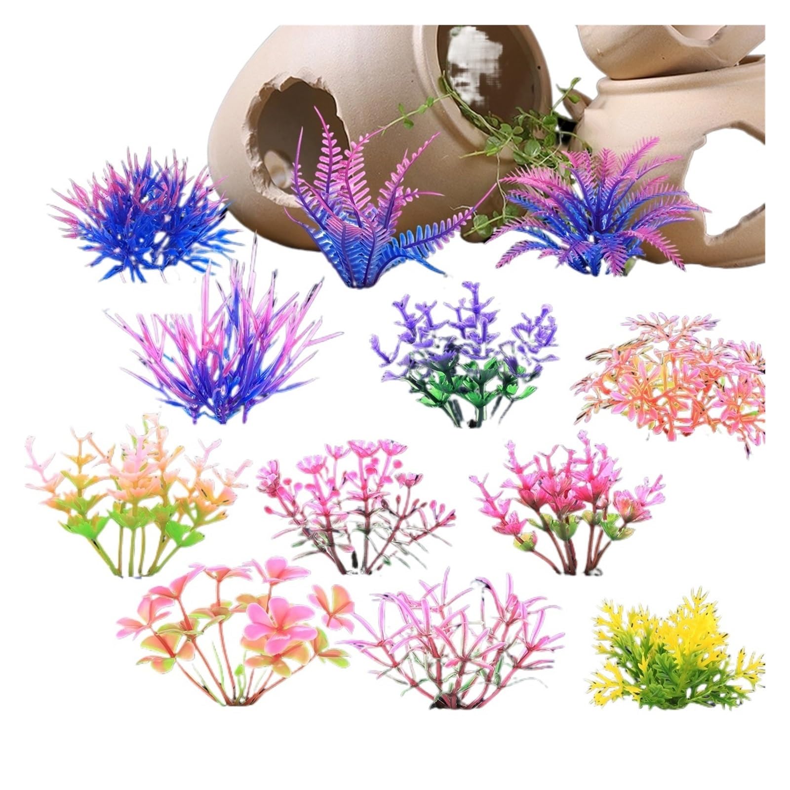 JTKSSCS Aquarium Plants 12pcs Artificial Underwater Plants Aquarium Fish Tank Seaweed Decoration(12pcs style 3)
