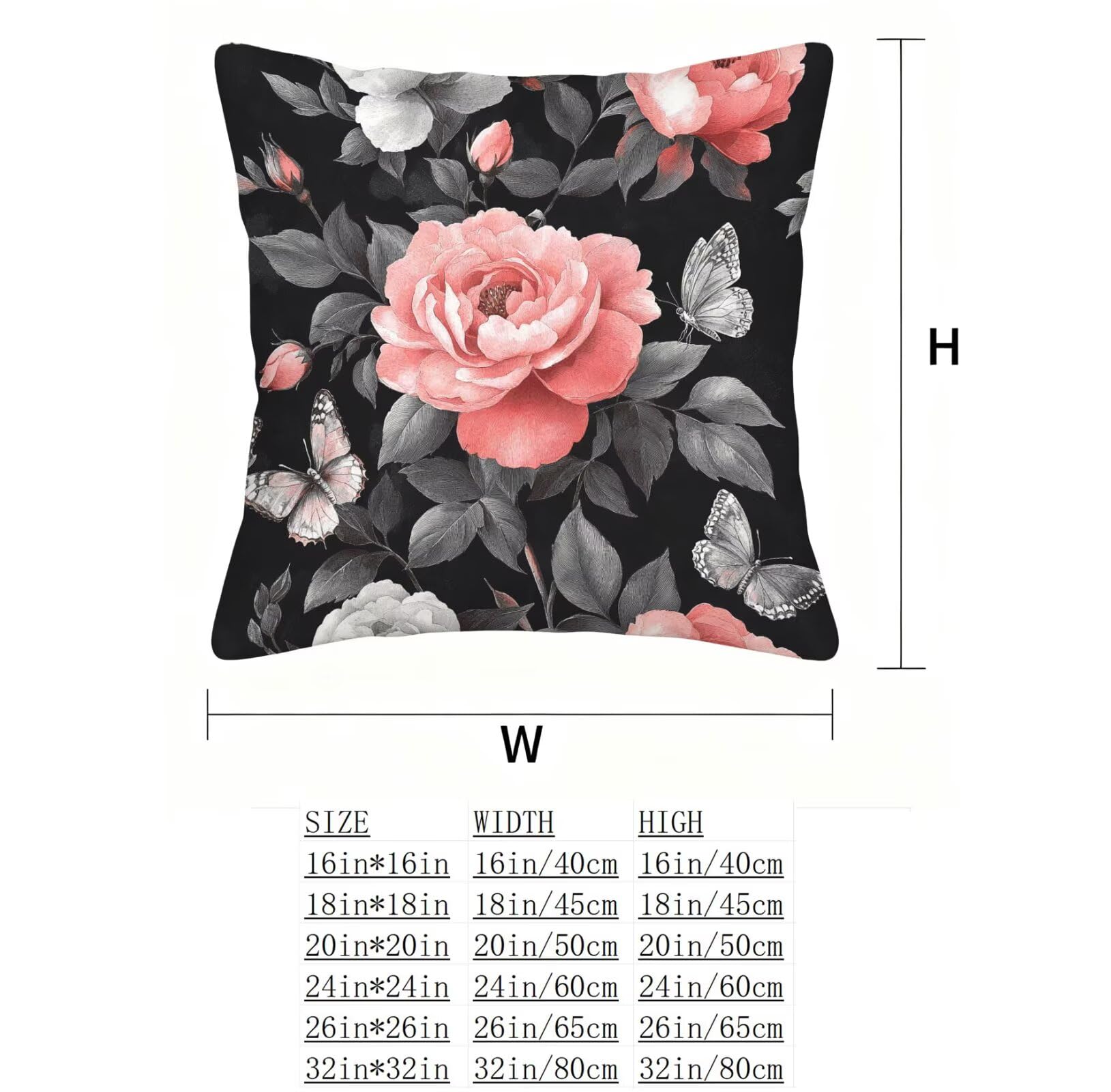 Rose Housse Coussin 60x60 Fleur Taie Oreiller 60x60 Lot de 4 Super Doux Protege Oreiller 60 x 60 Decoration Automne Taie D'oreiller Carrées Coussin Canape, pour Maison Chambre Canapé Chaise E - 84