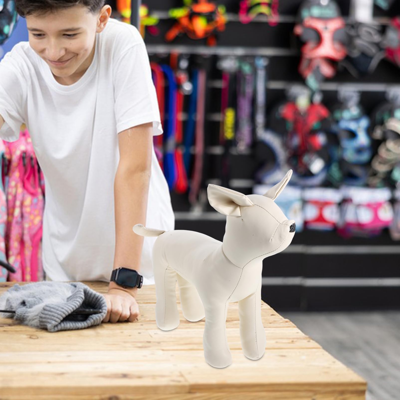 ERINGOGO Haustiermodell Hund Körperpflege schaufensterpuppe Leder Weiß