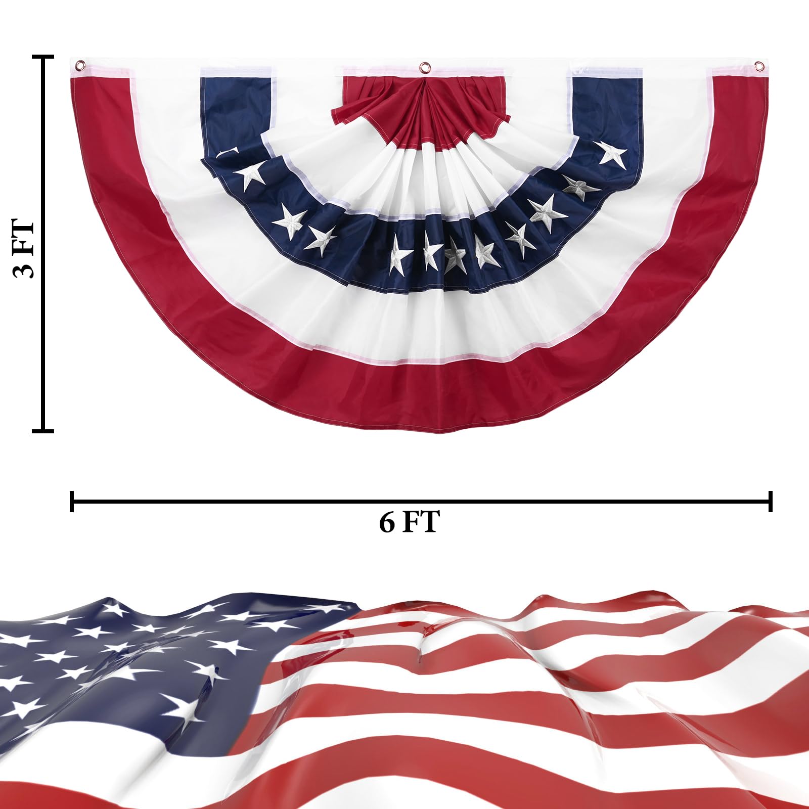 American Fan Bunting 3x6 FT Outdoor US Flag Decor Bunting American Flag Flag Bunting Porch Bunting Porch Bunting, Decks and Home Bunting Decor