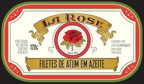 La Rose de Portugal  Filete de atún enlatado gourmet en aceite de oliva puro  4.23 oz120 gr (paquete de 5 latas)