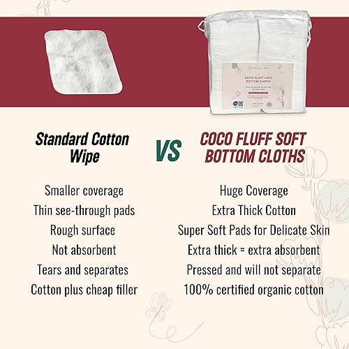 Miniatura 5 de Paños de algodón orgánico para el cambio de pañales y la hora del baño del bebé, paños suaves gruesos y absorbentes, paños de fondo 100% algodón