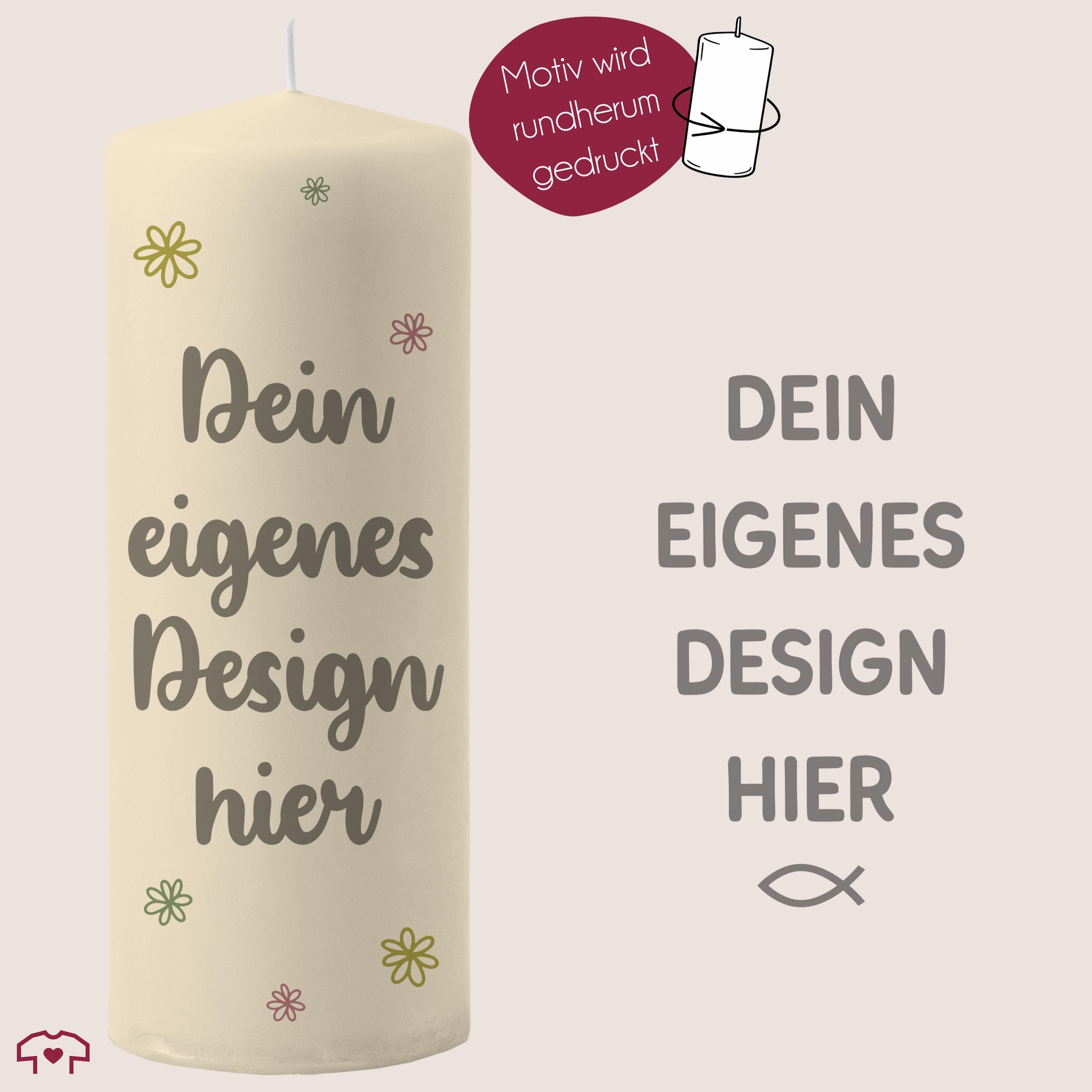 Taufkerze - Bild - Dein eigenes Design hier - personalisiert mit eigenem Foto Geschenk mit Name - 230/78 mm - Elfenbein