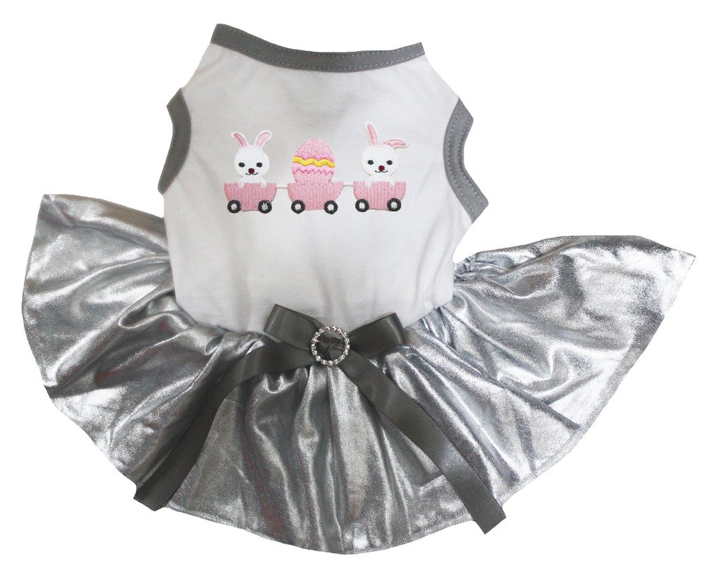 Robe blanche et argent pour chien chic en coton respirant et doux
