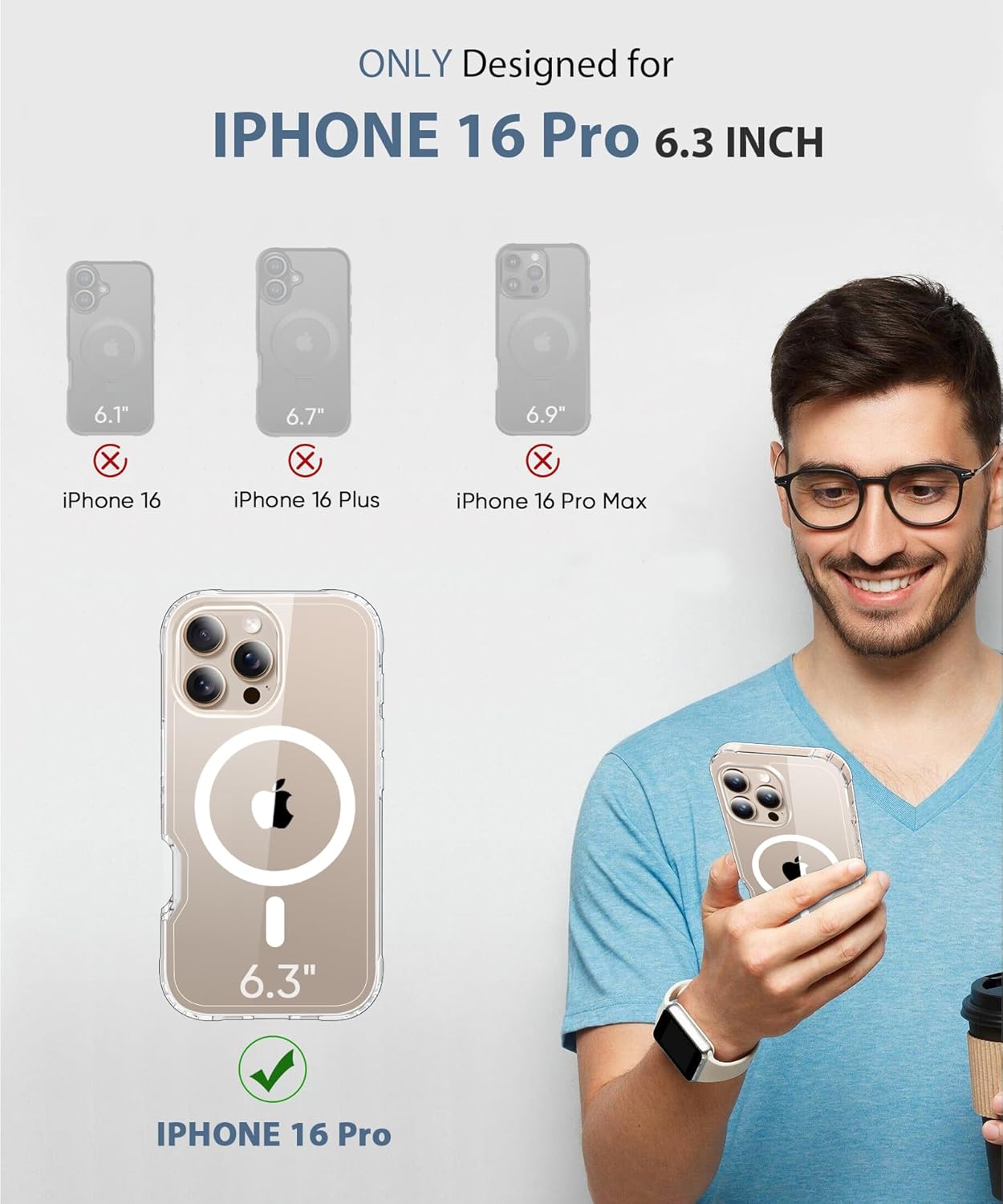 Compatible with iPhone 16 Pro Case Clear, Built-in Screen Protector, with Camera Lens Protector, [Compatible with MagSafe] Full Body Phone Case, Protective Cover for 16Pro 6.3" (Clear) - Image 2