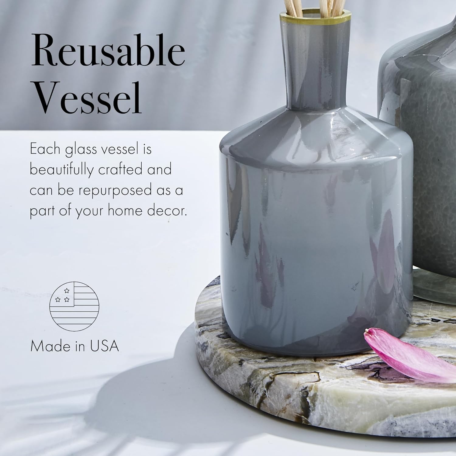 LAFCO New York Classic Reed Diffuser, Sea & Dune - 6 oz - Up to 3 Months Fragrance Life - Reusable Glass Vessel - Natural Wood Reeds - Made in The USA - Image 5