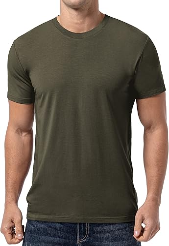 QUALFORT Camiseta básica casual de manga corta para hombre, ultra suave, ligera y fresca