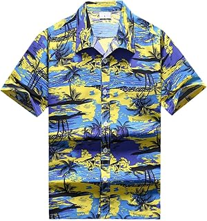 Camisa hawaiana para hombres, camisas de verano con estampado 3D, manga corta con botones y solapa de playa, talla grande, Amarillo 01, S