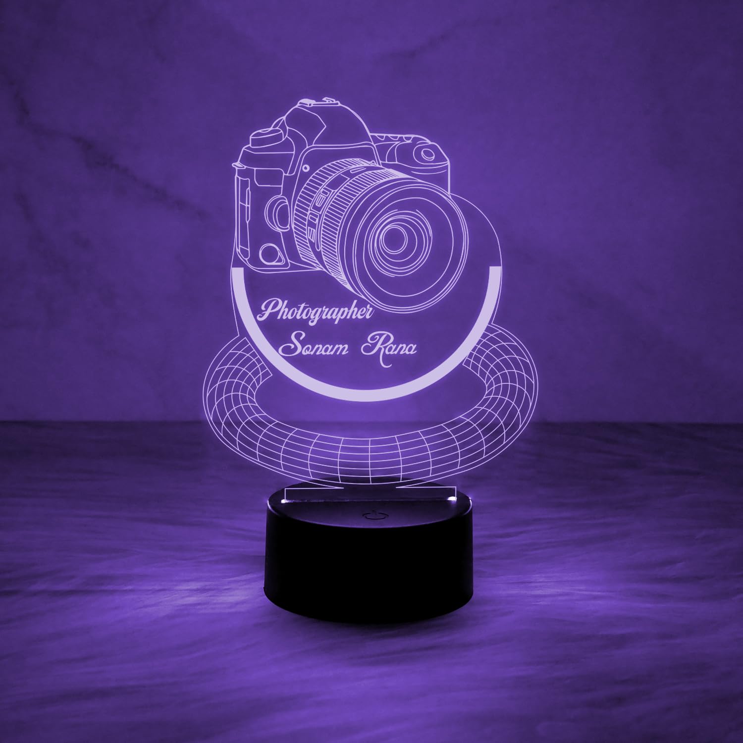 Gift Me Bazar Personalized Photographer Night Lamp with Multicolored Light & On/Off Touch Button | 3D Illusion Camera Led Lamp | Gift for Photographer | Office & Home Decor Light-image-25