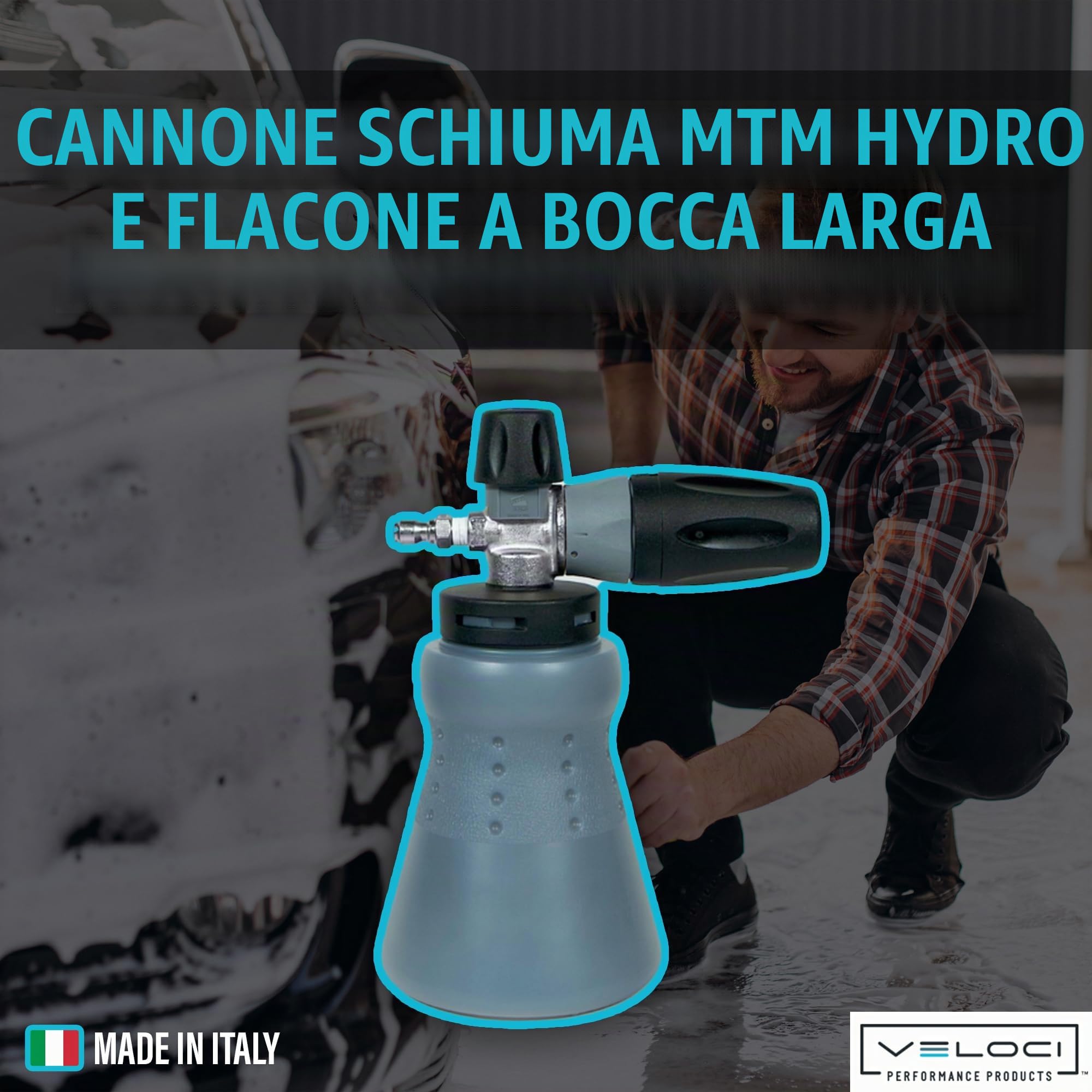 MTM Hydro Bacchetta da cannone in schiuma e bottiglia – PF22.2 Kit ugello e serbatoio regolabile – Rondella in schiuma ad alta pressione per lavaggio professionale e dettagli per auto, barche