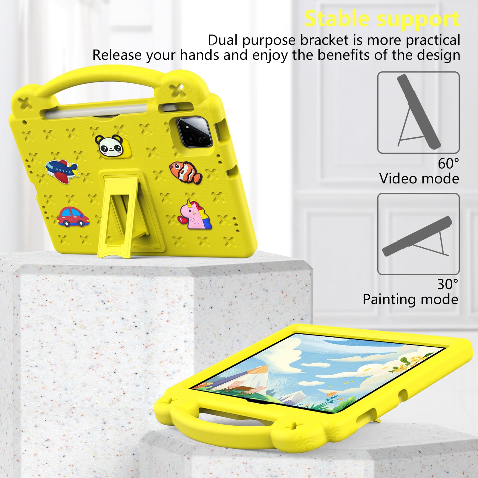 AKABEILA Custodia per tablet per Xiaomi Pad 8 2025/Pad 7/Pad 7 Pro 11.2 pollici 2024 Custodia carina per bambini antiurto protettiva con tracolla Maniglia Stand