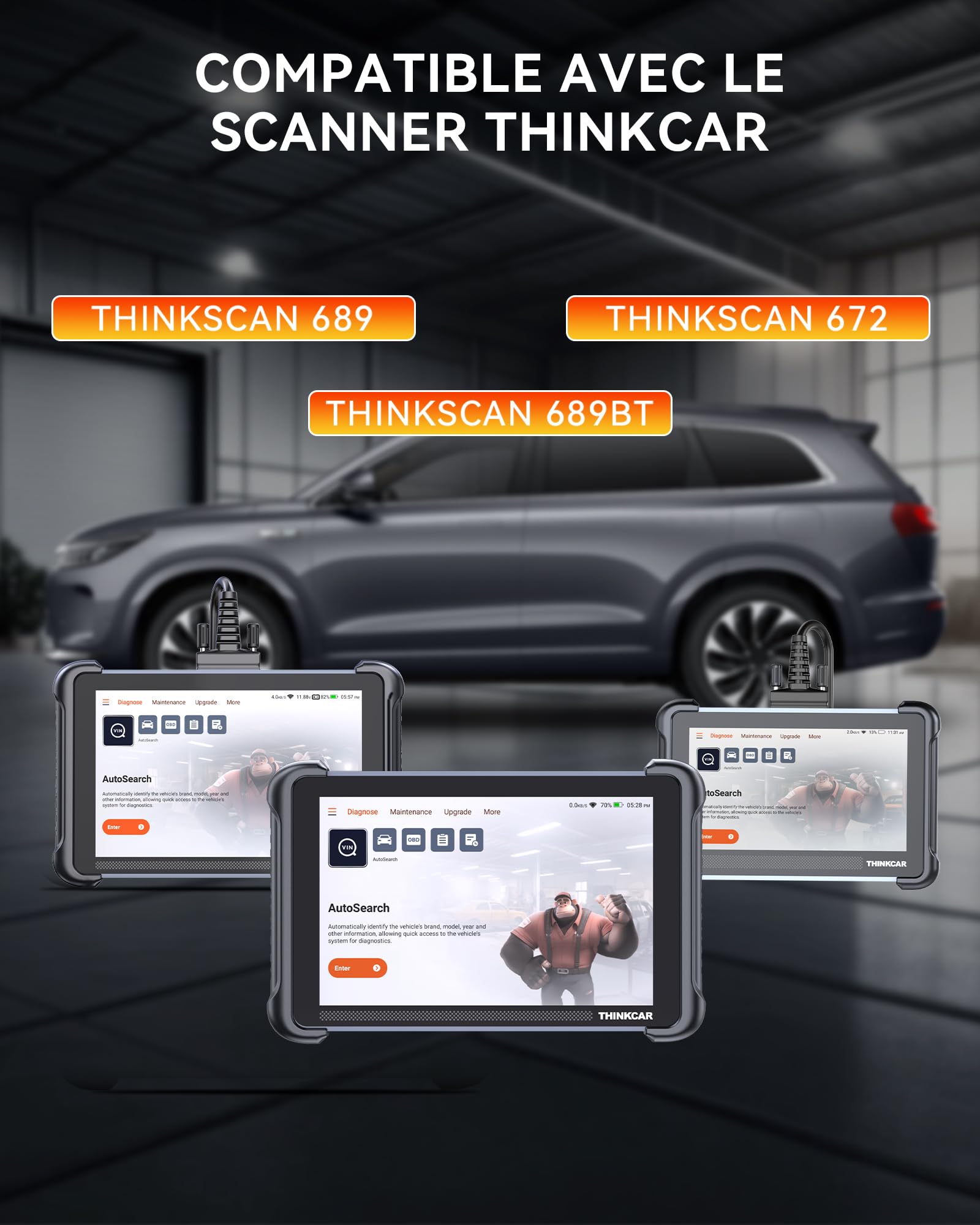 Caméra Endoscopique THINKCAR TES102 avec Éclairage, Endoscope HD de 0,21 Pouce avec 6 LED Réglables, Caméra Semi-Rigide Étanche IP67, Endoscope D'inspection avec Prise de Vue Instantanée en Un Clic