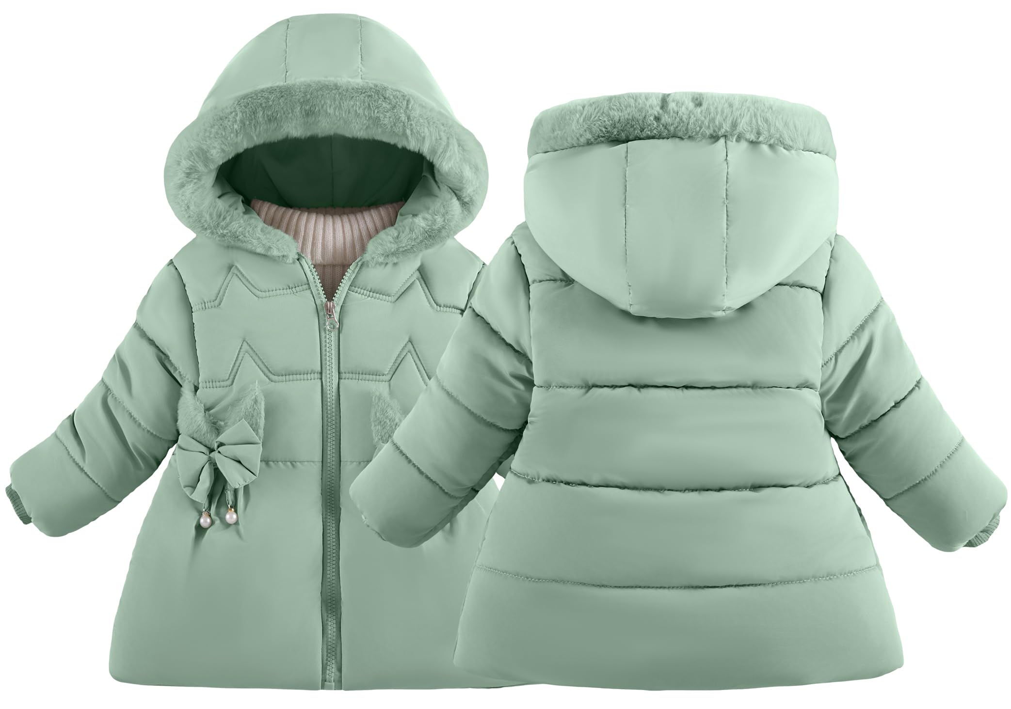 LSERVER Kinderwinterjas voor meisjes, met bontkraag, winddicht, warm donsjack, modieus